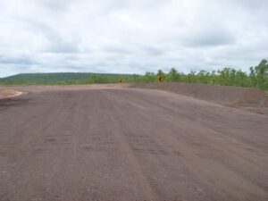 View along a curved section of a mining road